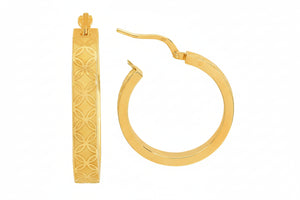 14K Yellow Gold Hoops Earrings 24mm