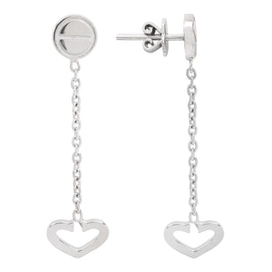 18K White Gold Dangle Earrings with Open Heart Charm 5.2gr
