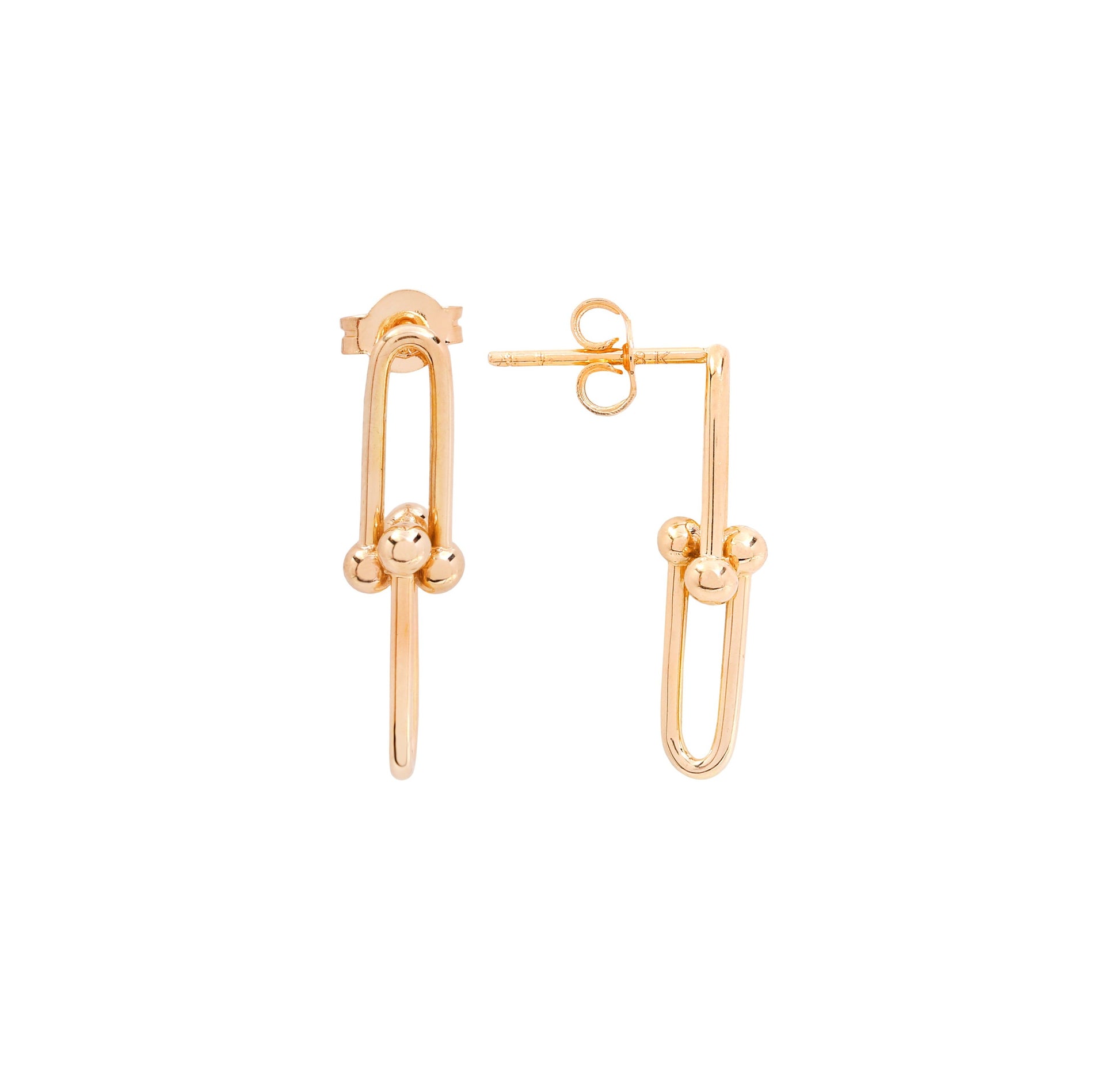 18K Yellow Gold  U-link Style Earrings