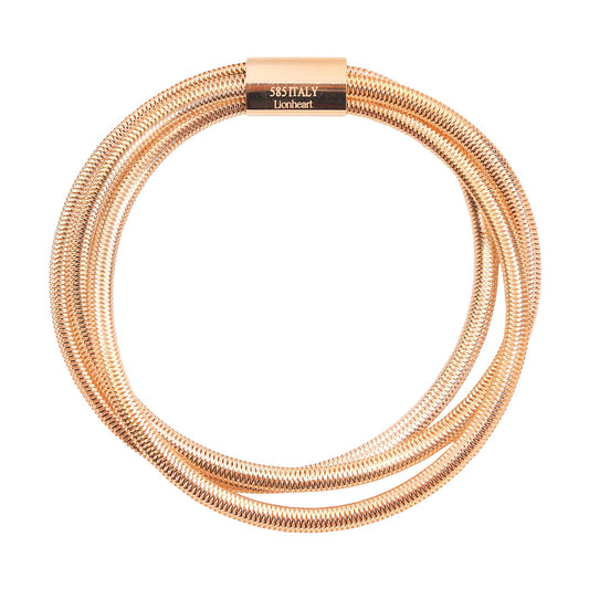Yellow Gold Multi- Strand Mesh Elastic Bracelet 14k, 6inch