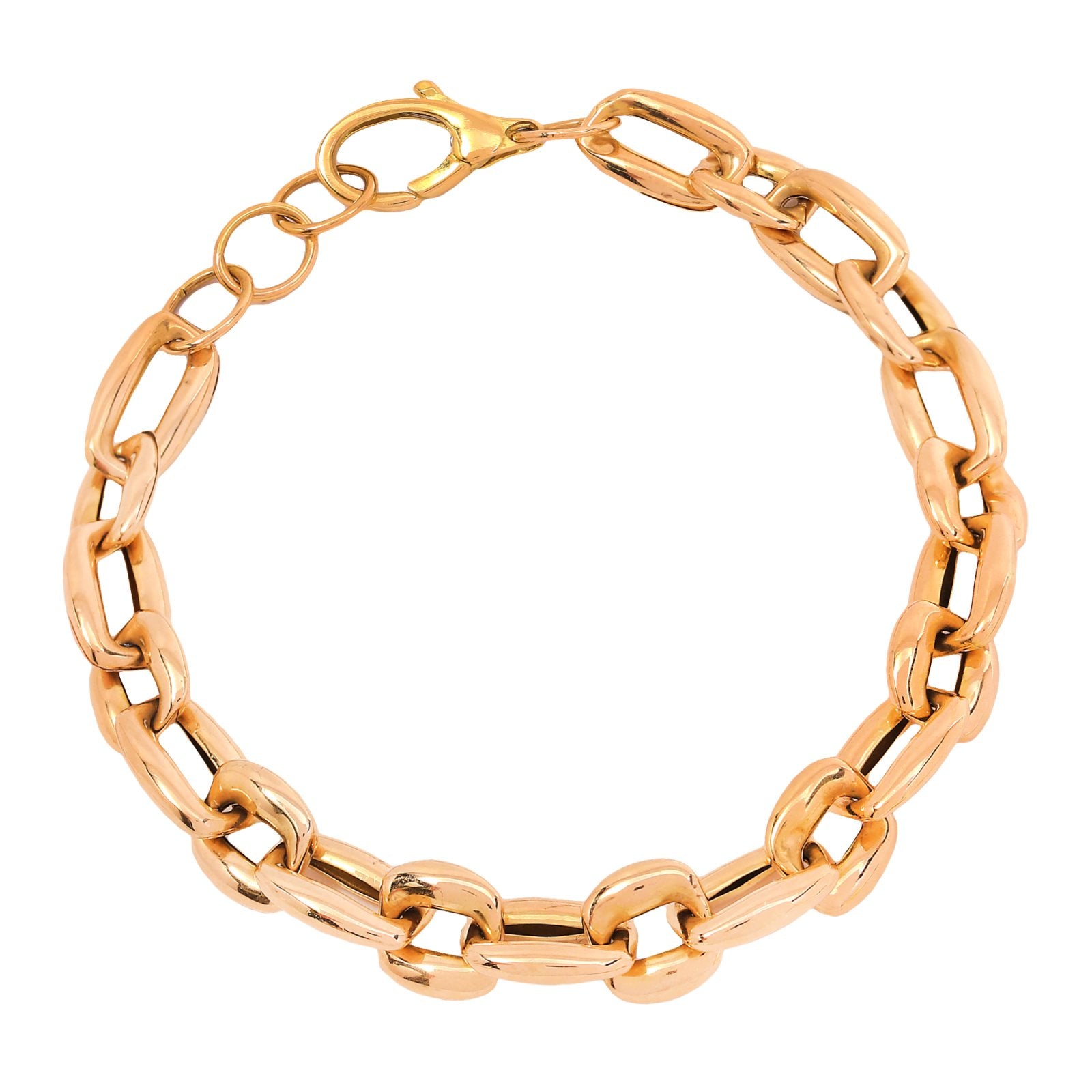 Yellow Gold Oval Link Bracelet 18k, 7-7.5inch, 9.2gr