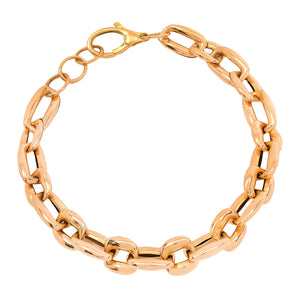 Yellow Gold Oval Link Bracelet 18k, 7-7.5inch, 9.2gr