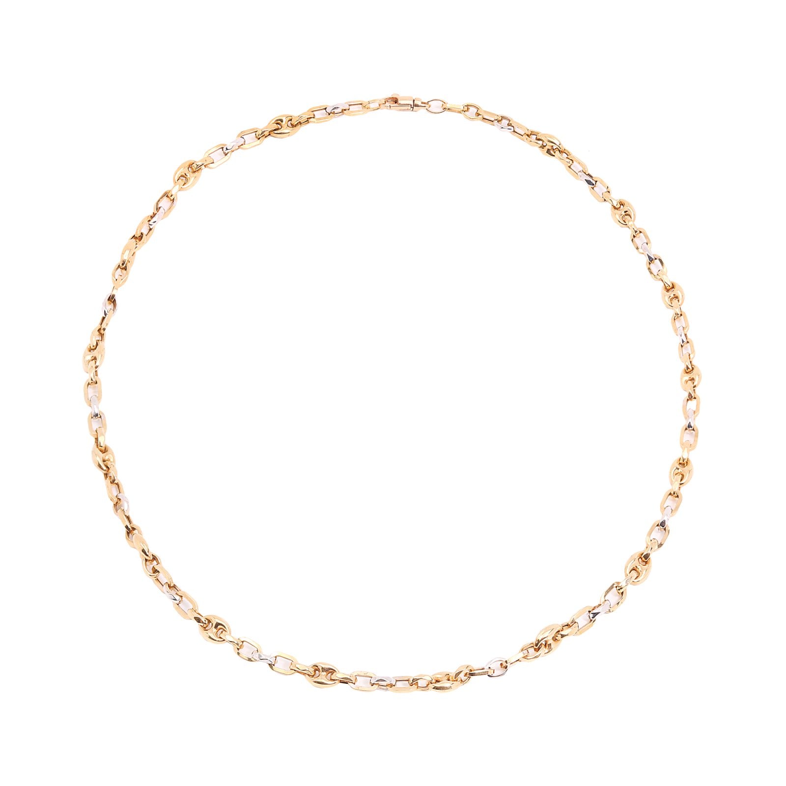 Two Tone Gold Textured Link Chain, 18k, 12.5gr, 18 inch