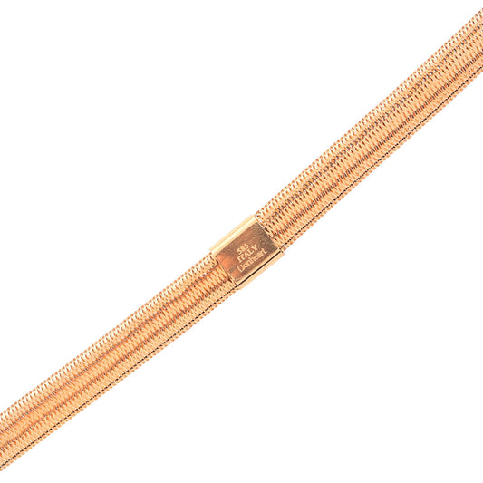 Yellow Gold Mesh Elastic Chocker Necklace 14k, 15 Inch