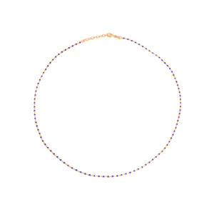 Yellow Gold Beaded Chain with Blue Enamel Accents, 14k, 15-16inch