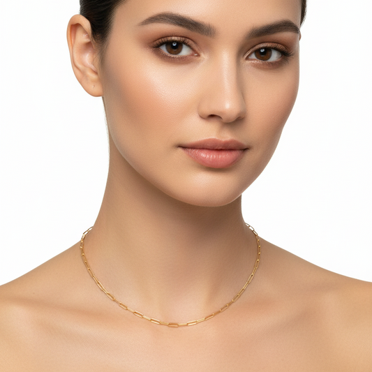 Yellow Gold Paperclip Chain 14k, 18inch