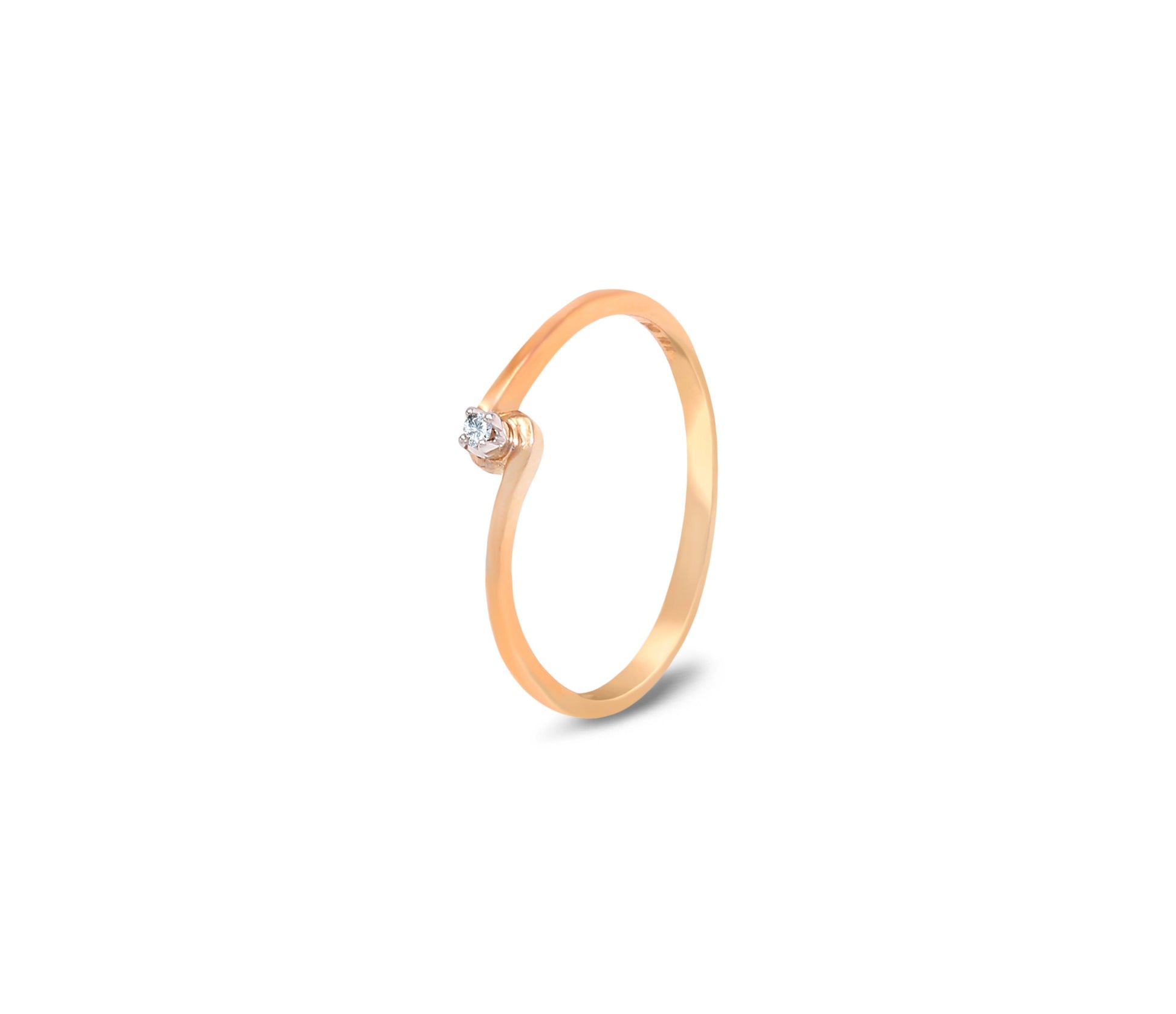 10K Yellow Gold Ring with Single Diamond