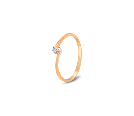 10K Yellow Gold Ring with Single Diamond