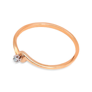 10K Yellow Gold Ring with Single Diamond