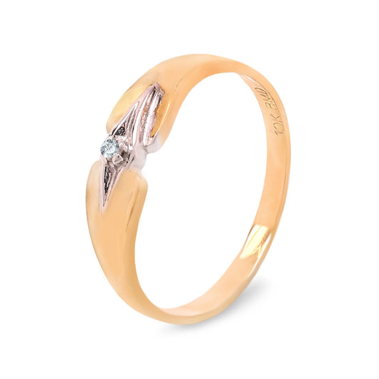 Yellow Gold Ring with Diamond in the Middle, 10k