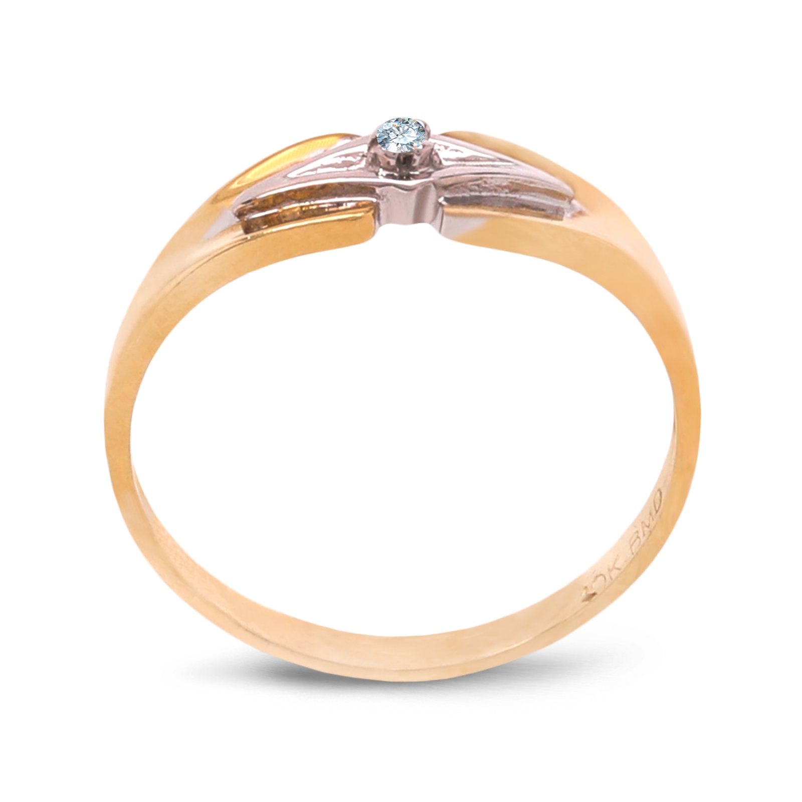 Yellow Gold Ring with Diamond in the Middle, 10k