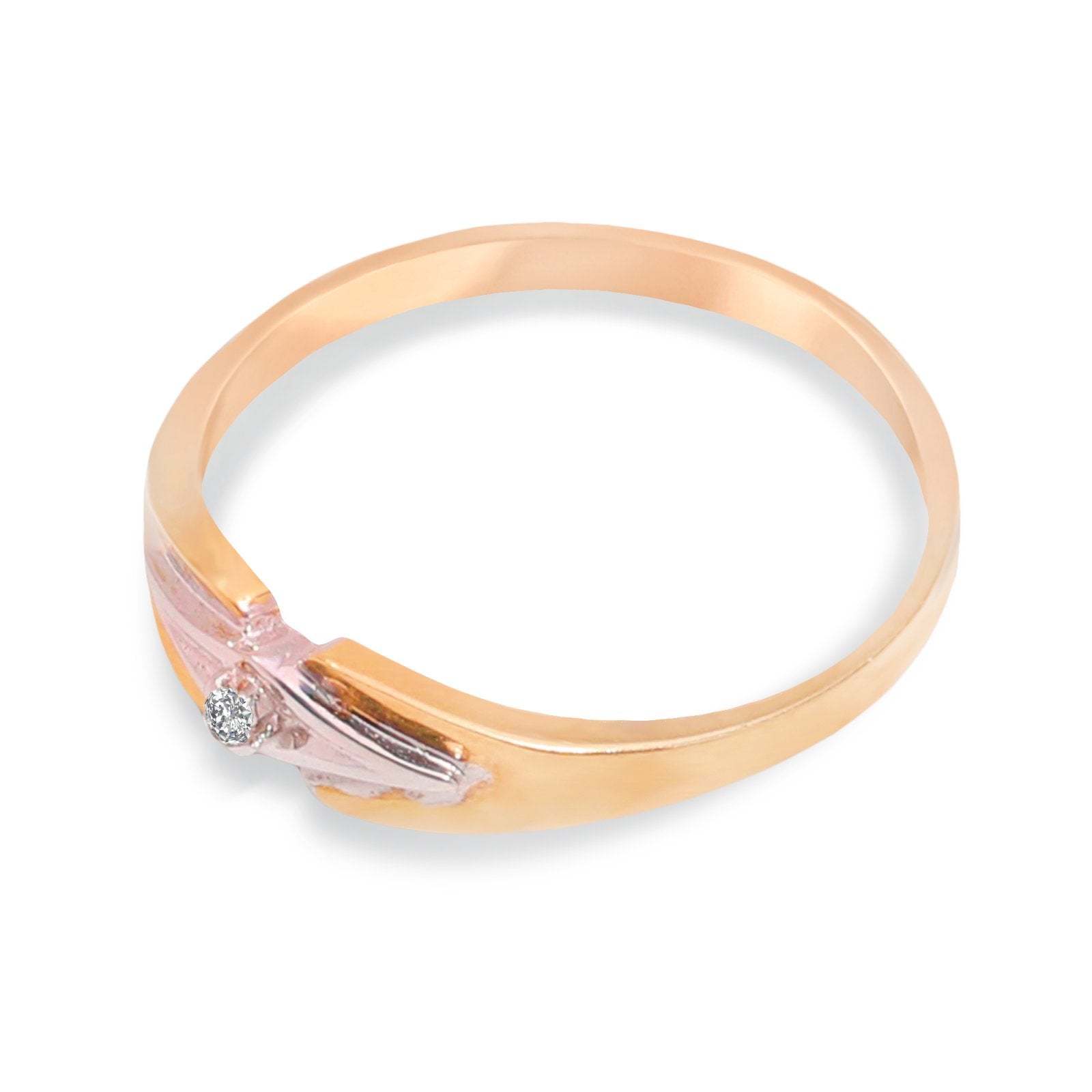 Yellow Gold Ring with Diamond in the Middle, 10k