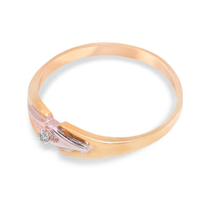 Yellow Gold Ring with Diamond in the Middle, 10k