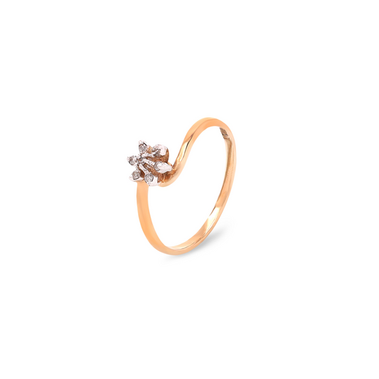 10K Yellow Gold Flower Diamond Ring