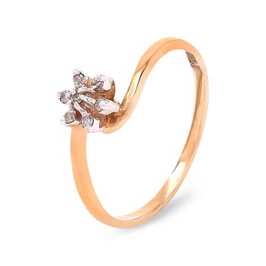 Yellow Gold Flower 7 Diamonds Setting Ring, 10k