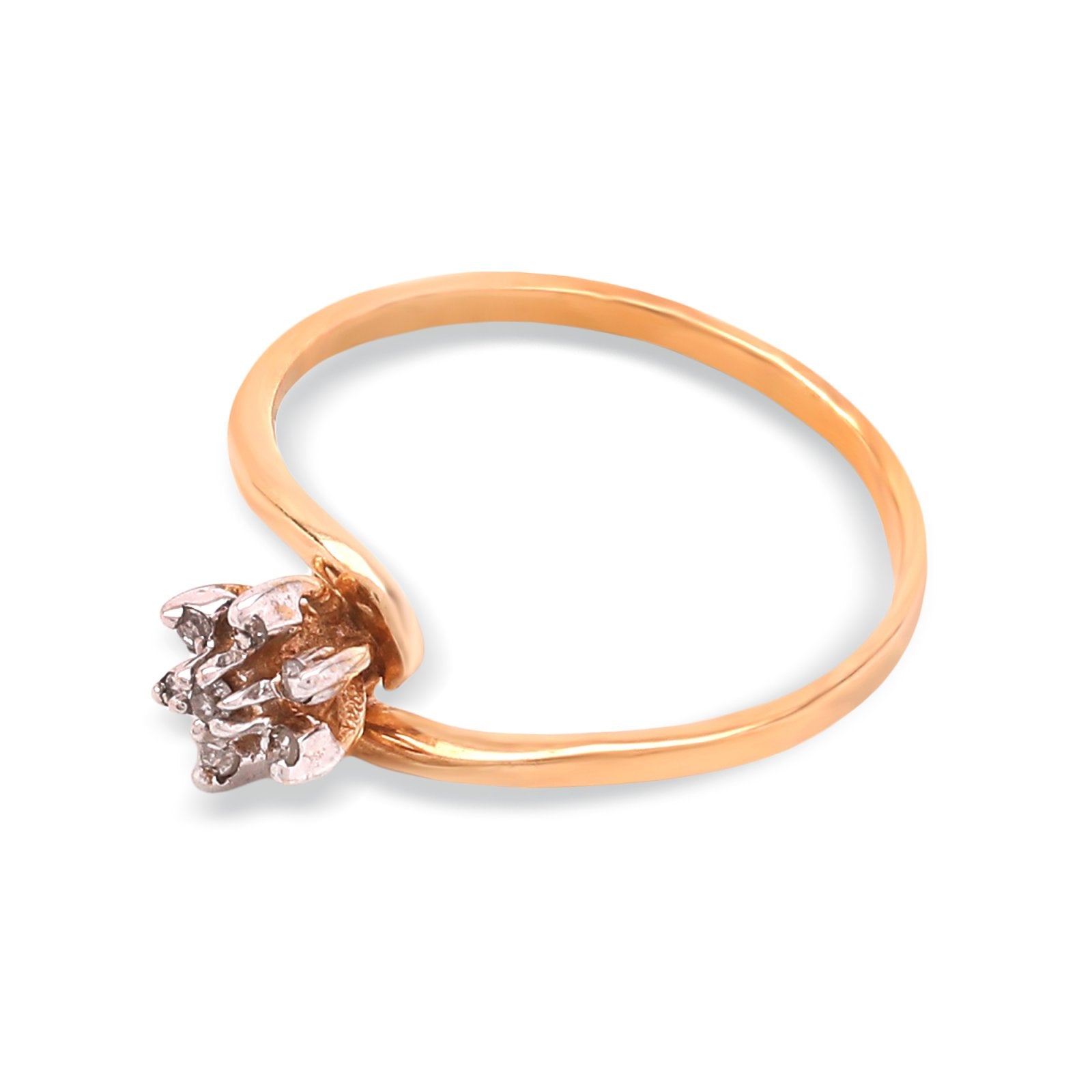 Yellow Gold Flower 7 Diamonds Setting Ring, 10k