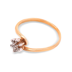 Yellow Gold Flower 7 Diamonds Setting Ring, 10k