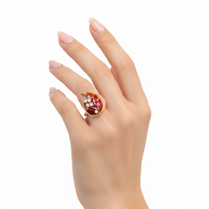 14K Yellow Gold Marquise Shape Ruby and Diamond Ring