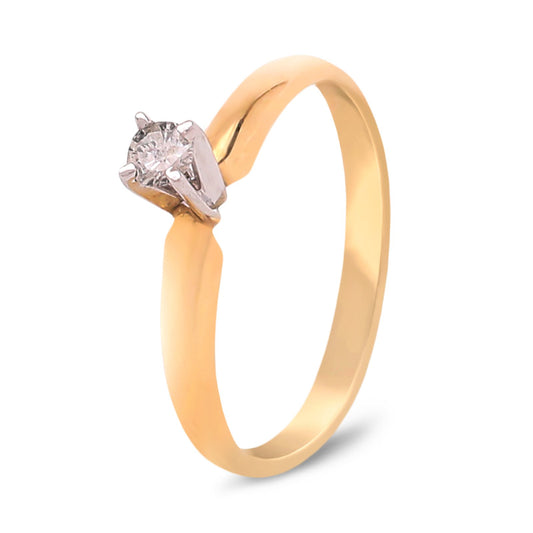 Yellow Gold Ring with Diamond, 14k TDW:0.1ct