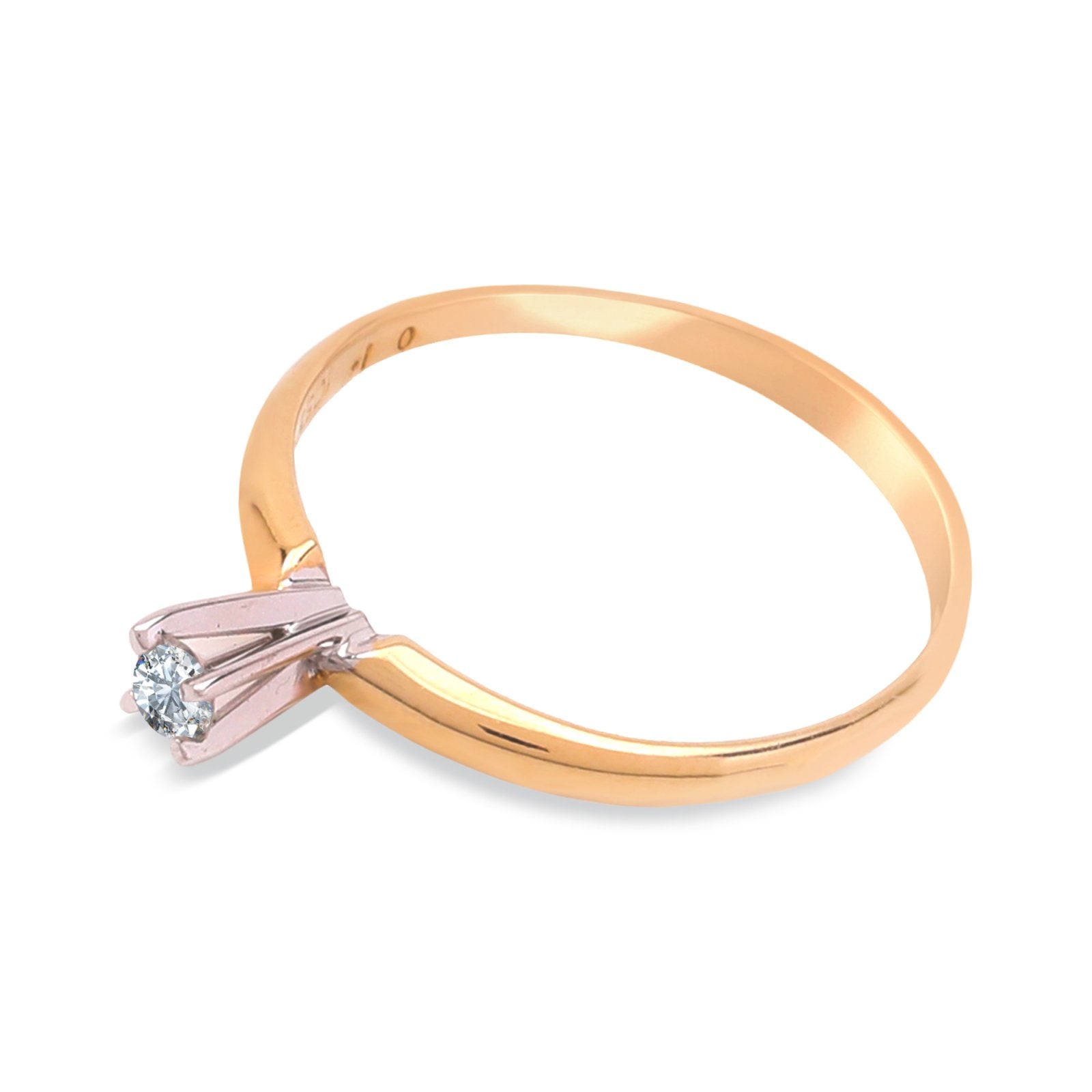 Yellow Gold Ring with Diamond, 14k