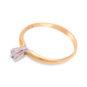 Yellow Gold Ring with Diamond, 14k