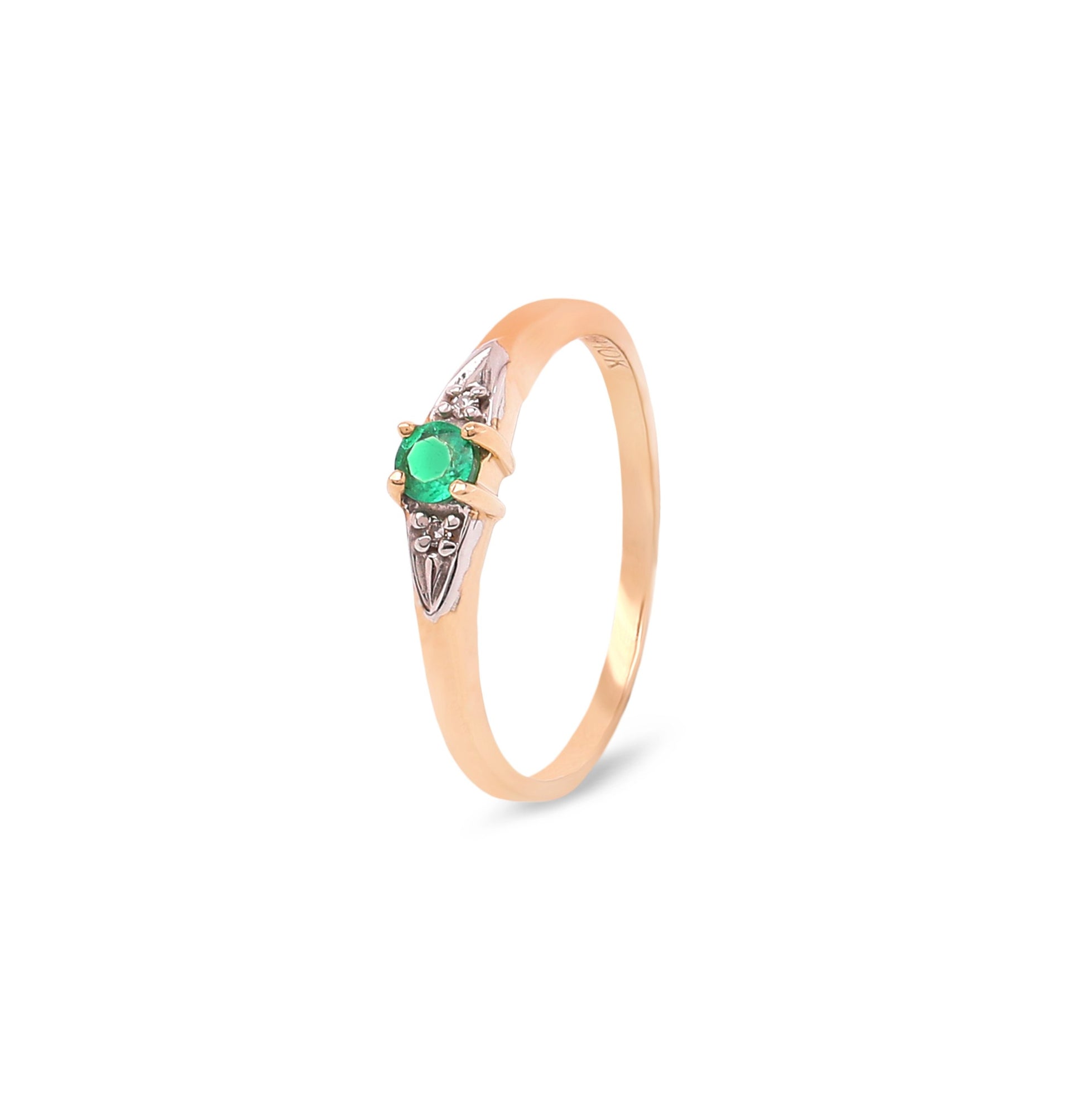 10K Yellow Gold Emerald Diamond Ring