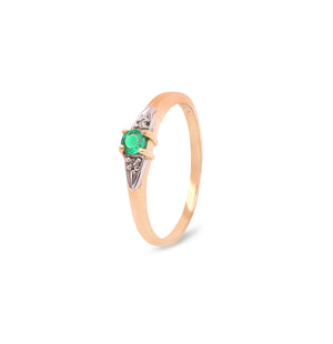 10K Yellow Gold Emerald Diamond Ring