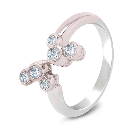 White gold Open Ring with  Six diamonds on setting, TDW: 0.22ct  SI1 GH 14k