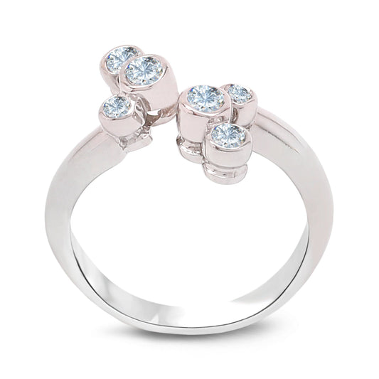 White gold Open Ring with  Six diamonds on setting, TDW: 0.22ct  SI1 GH 14k