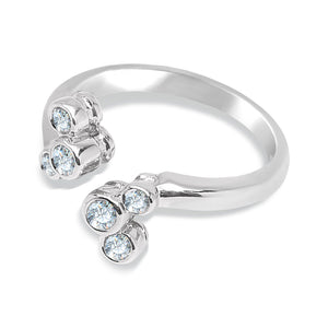 White gold Open Ring with  Six diamonds on setting, TDW: 0.22ct  SI1 GH 14k