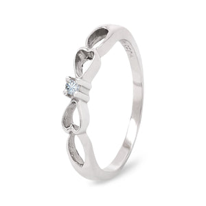 White Gold Ring Braid Style with Diamond in the Middle,14k