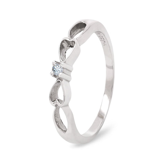White Gold Ring Braid Style with Diamond in the Middle,14k