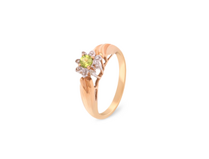 10K Yellow Gold Ring Peridot and Diamonds