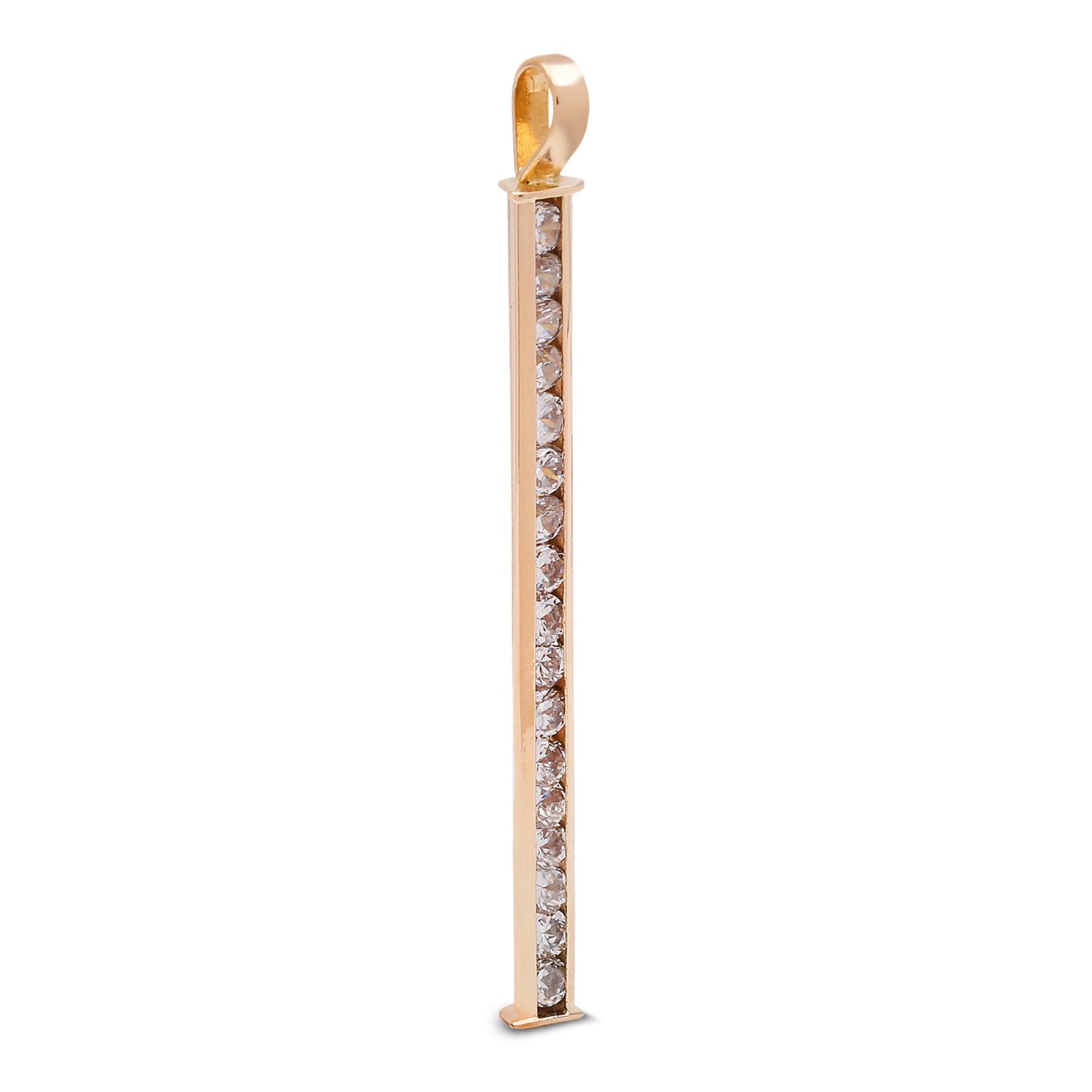 Yellow Gold Beautiful Channel Set Bar pendent with 17 Natural Round Diamonds, 18k, TDW: 0.25ct, SI,G-H