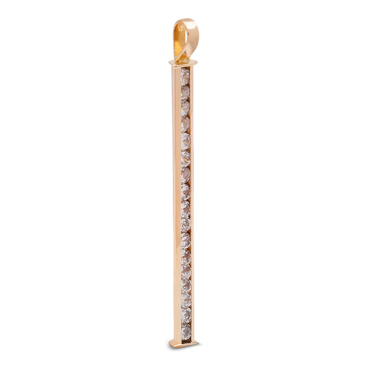 Yellow Gold Beautiful Channel Set Bar pendent with 17 Natural Round Diamonds, 18k, TDW: 0.25ct, SI,G-H