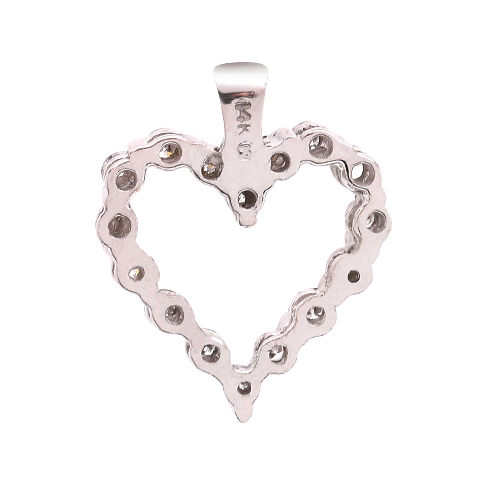 White Gold Heart Shape Diamond Pendant. 14k, TDW: 0.18ct