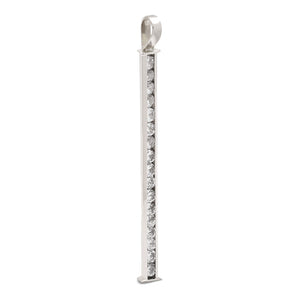 18K White Gold Channel Setting Bar with 14 Round Diamonds 1.2gr. TDW:0.21ct SI GH