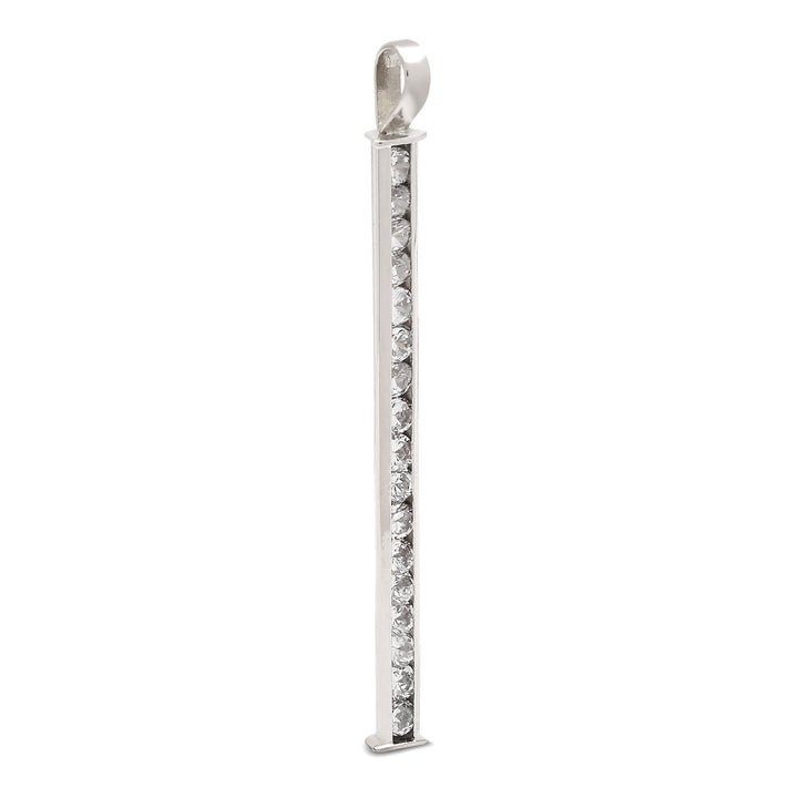 18K White Gold Channel Setting Bar with 14 Round Diamonds TDW:0.21ct SI GH