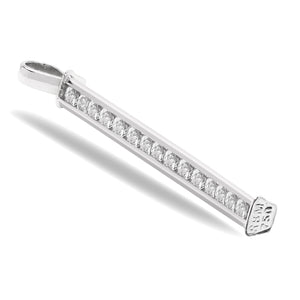 18K White Gold Channel Setting Bar with 14 Round Diamonds 1.2gr. TDW:0.21ct SI GH