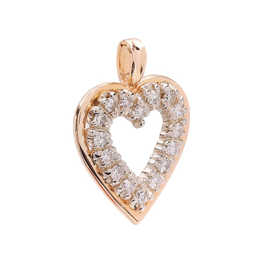 Two Tones Gold Heart Pendant setting with Natural round Diamonds, 14k, TDW: