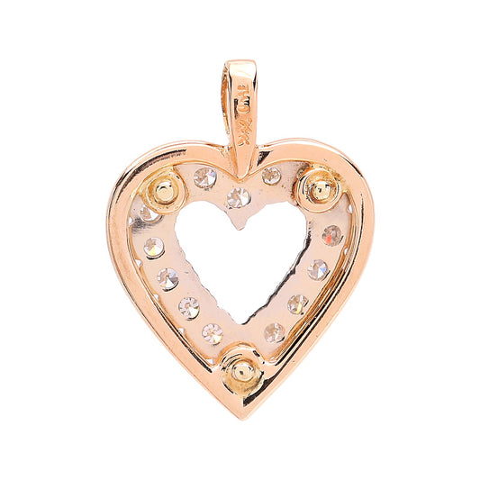 Two Tones Gold Heart Pendant setting with Natural round Diamonds, 14k, TDW: