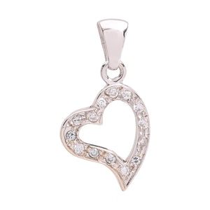 White Gold Heart Pendant setting with Cubic Zirconia