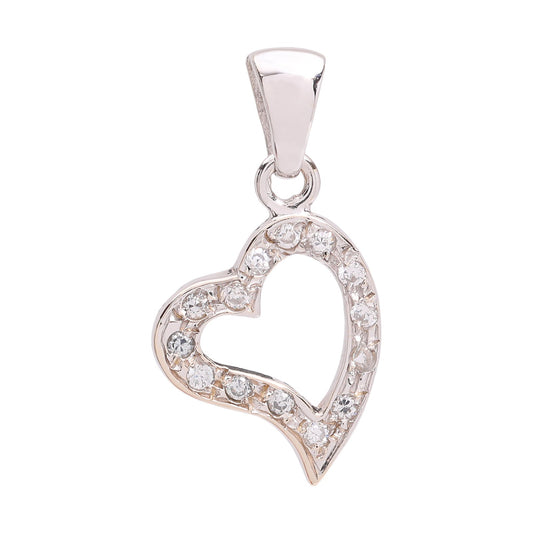 White Gold Heart Pendant setting with Cubic Zirconia