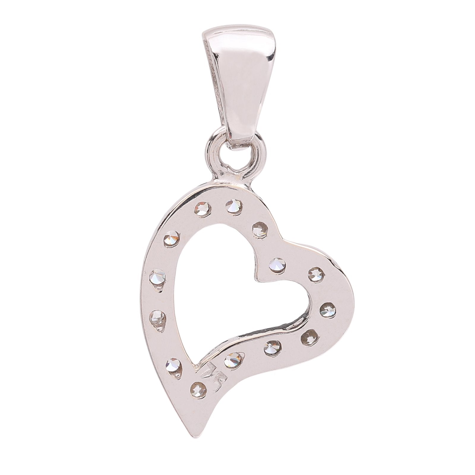 White Gold Heart Pendant setting with Cubic Zirconia