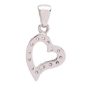 White Gold Heart Pendant setting with Cubic Zirconia
