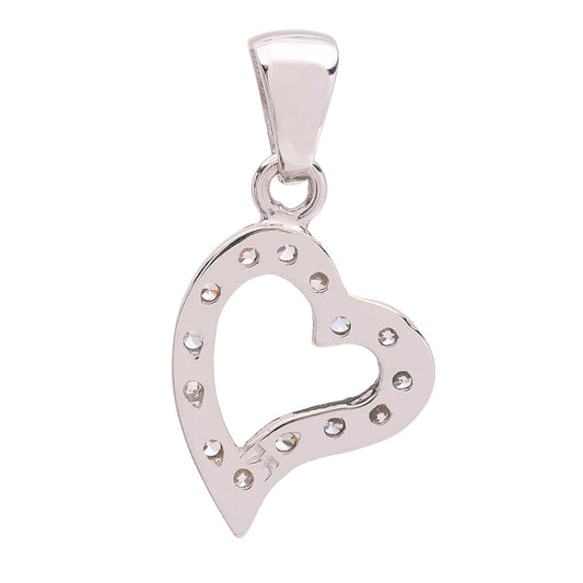 White Gold Heart Pendant setting with Cubic Zirconia