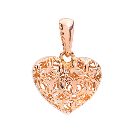 Yellow Gold Heart shaped pendant with openwork floral design, 18k, 1.46gr