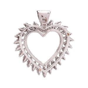 White Gold Double Row Diamond Pendant, Heart setting with 48 Round Natural Diamonds. 10k , TDW: 0.33ct