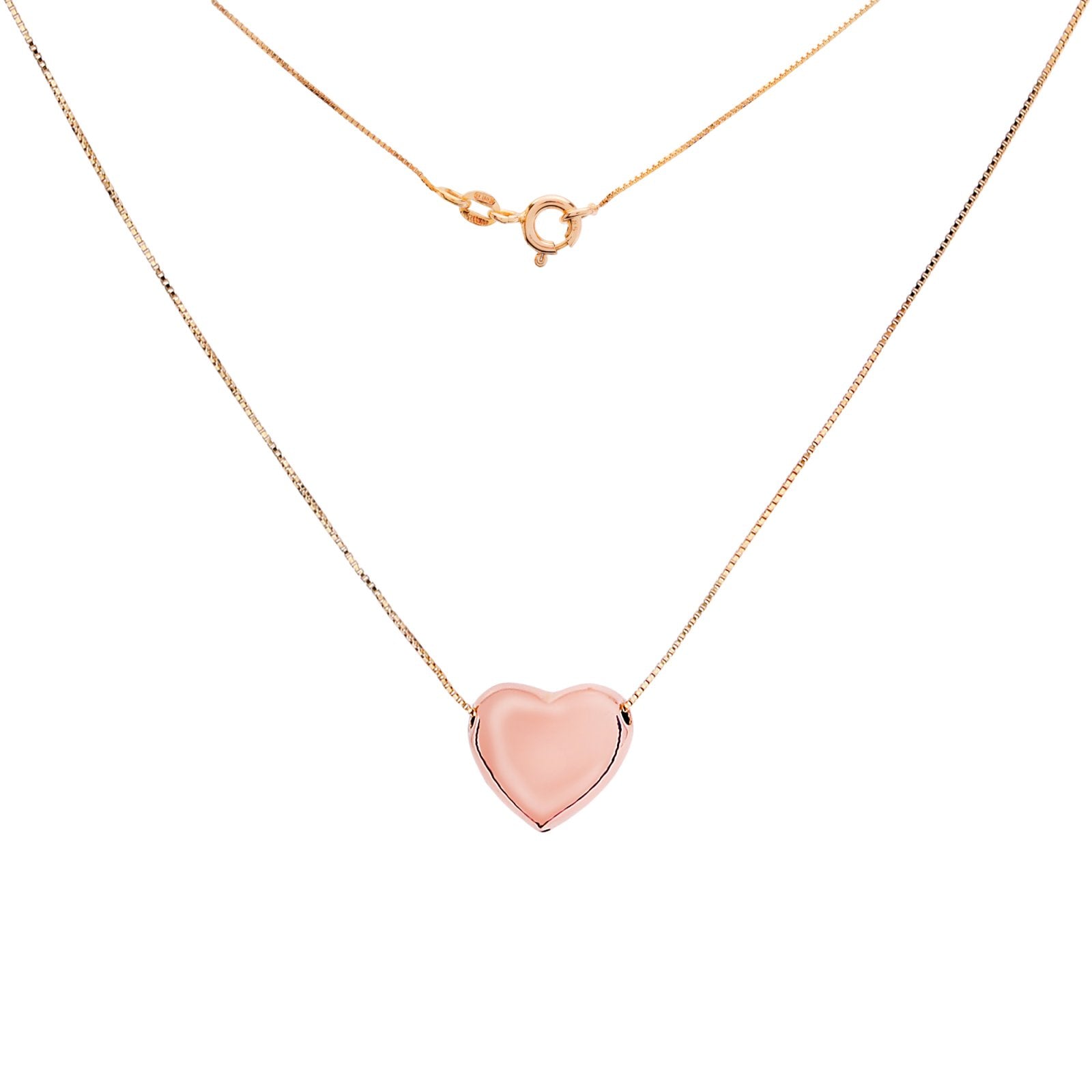 Two Tone Gold Necklace with puffed heart and chain, 14k, 1.84gr, 18 inch