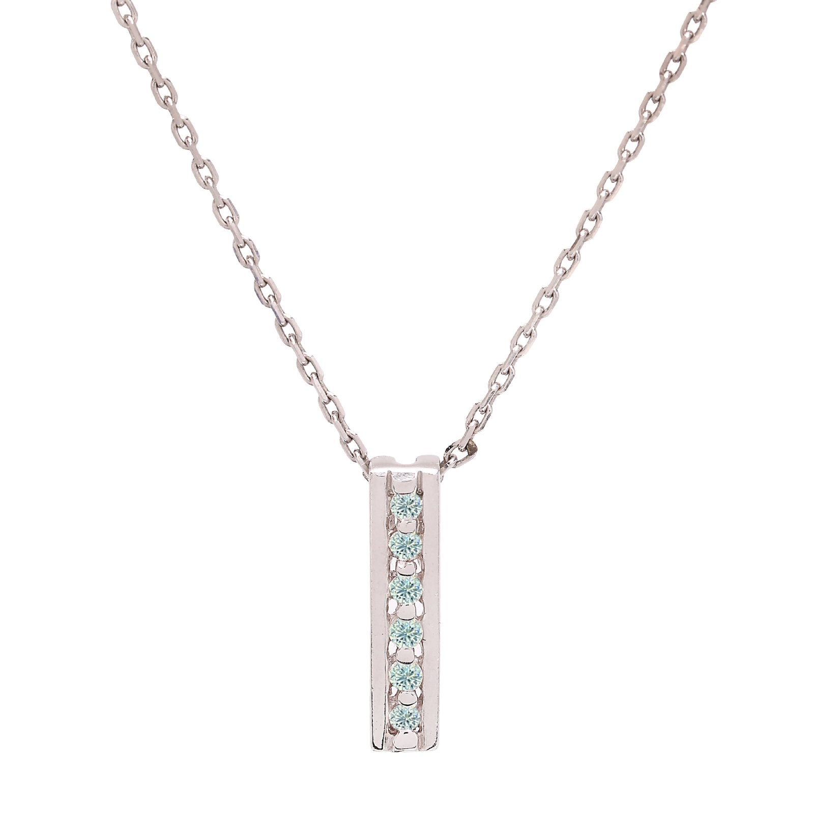Platinum Beautiful Bar Necklace Setting  with 6 Diamonds. Pt850 ,TDW: 0.12ct
